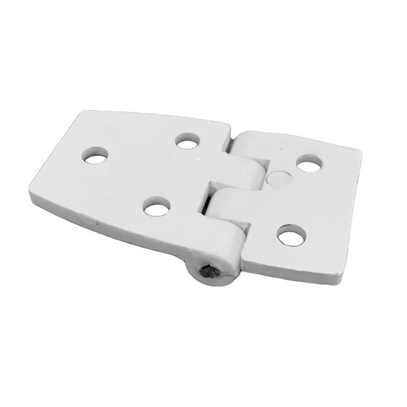 Dobradiça p/ Tampas e Portas Assimétrica em ABS Branca - 5 Furos - 59x35mm