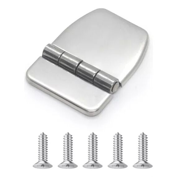 Dobradiça p/ Tampas e Portas Assimétrica em Aço Inox Estampado - 38x52mm - 3 x 2 - c/ Capa