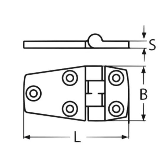 Dobradiça p/ Tampas e Portas Assimétrica em Aço Inox Fundido - 3 x 1-1/2 pol