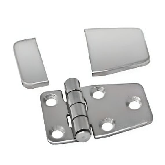 Dobradiça p/ Tampas e Portas em Aço Inox Estampado c/ Capa de Proteção