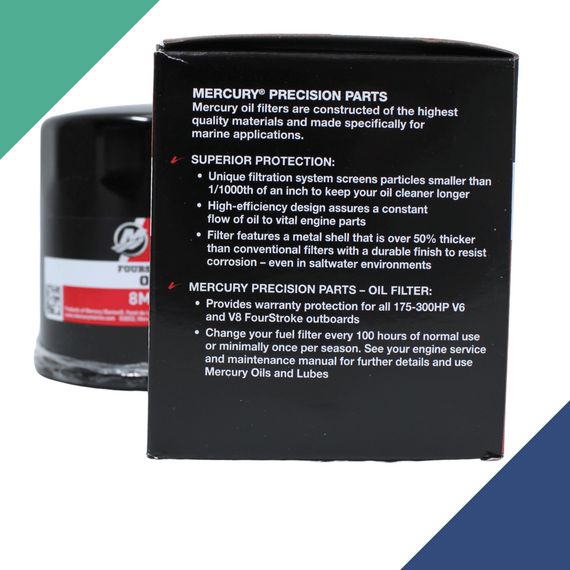 Filtro de Óleo para Motor de Popa MERCURY - 175 a 300HP - V6 e V8 - 4 tempos - 8M0123025