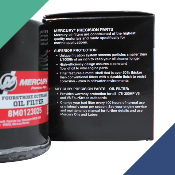 Filtro de Óleo para Motor de Popa MERCURY - 175 a 300HP - V6 e V8 - 4 tempos - 8M0123025