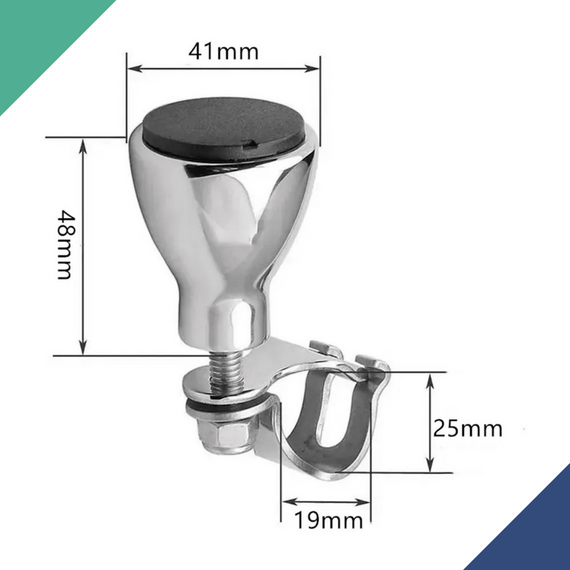Knob em Inox Polido p/ Volante Náutico Até 19 Mm - Centro Preto