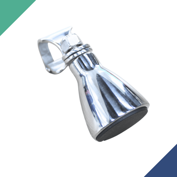 Knob em Inox Polido p/ Volante Náutico Até 19 Mm - Centro Preto