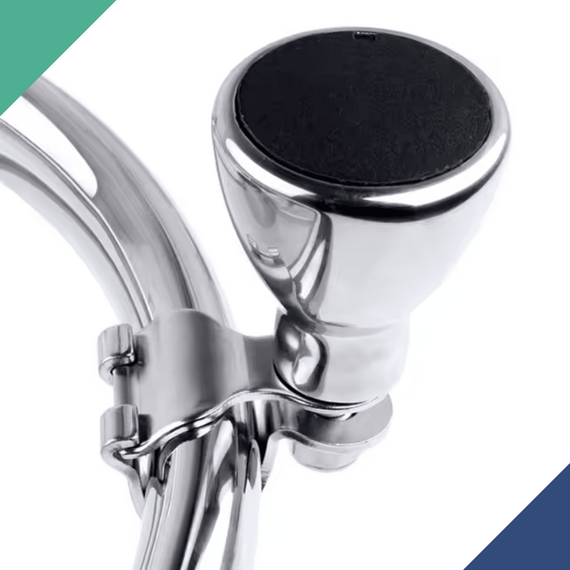 Knob em Inox Polido p/ Volante Náutico Até 19 Mm - Centro Preto