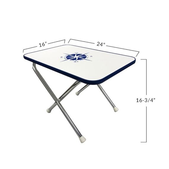 Mesa Náutica Dobrável c/ Pés em Alumínio - Retangular - Branca
