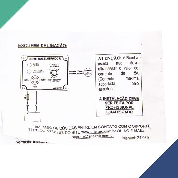 Painel de Controle do Aerador com Temporizador para Viveiro - Arieltek