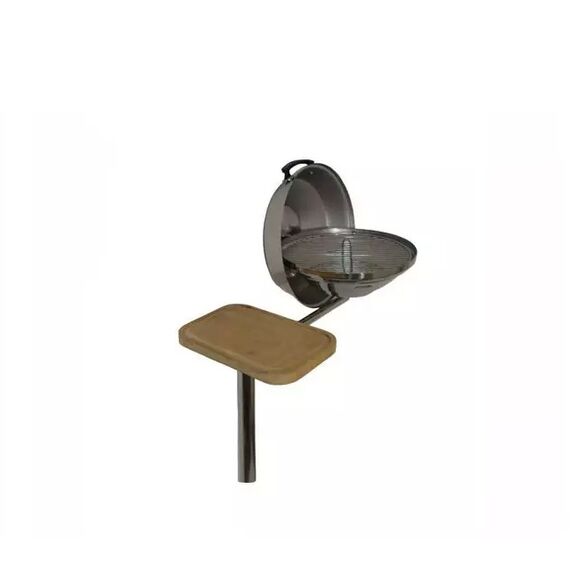 Suporte INOX em L Base Fixa p/ Deck c/ Tábua em Madeira p/ Churrasqueira de Embarcações