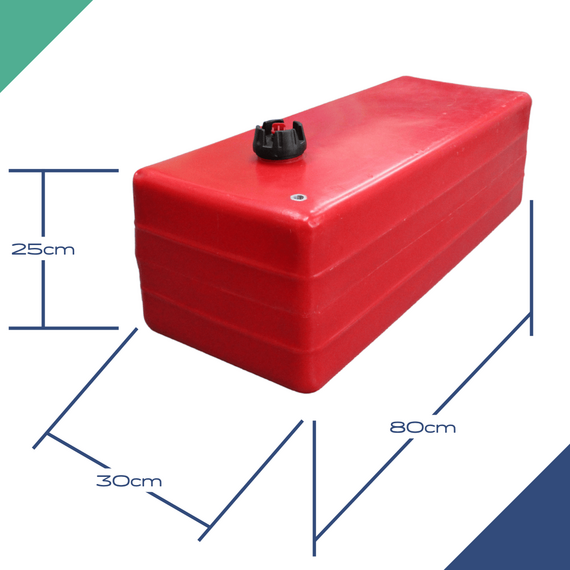 Tanque de Combustível p/ Embarcações s/ Pescador - VERMELHO - 60 litros