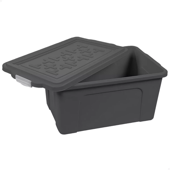 Container / Caixa Organizadora Plástica Universal c/ Tampa - 70 litros - Preta