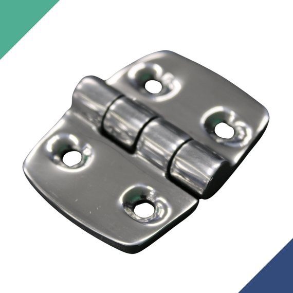 Dobradiça p/ Tampas e Portas Simétrica em Aço Inox Fundido - 4 Furos - 50x37mm