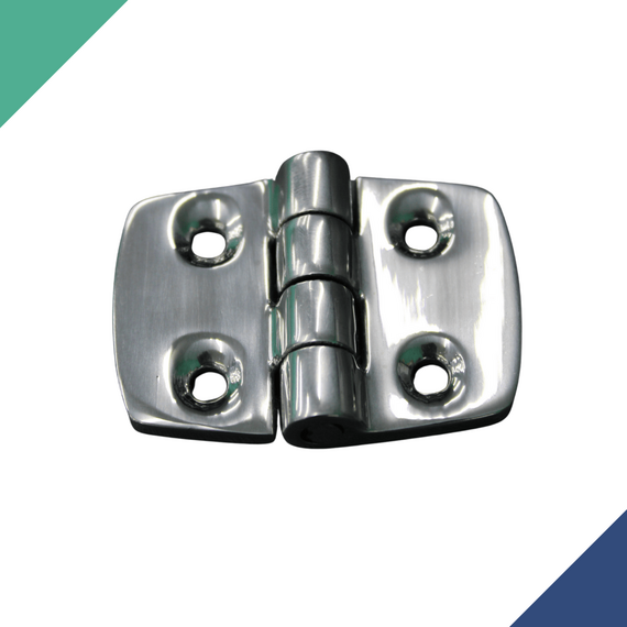 Dobradiça p/ Tampas e Portas Simétrica em Aço Inox Fundido - 4 Furos - 50x37mm