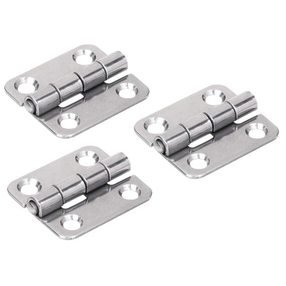 Dobradiça p/ Tampas e Portas Quadrada em Aço Inox Estampado - 38x34mm - 2 x 2 - 3 un.