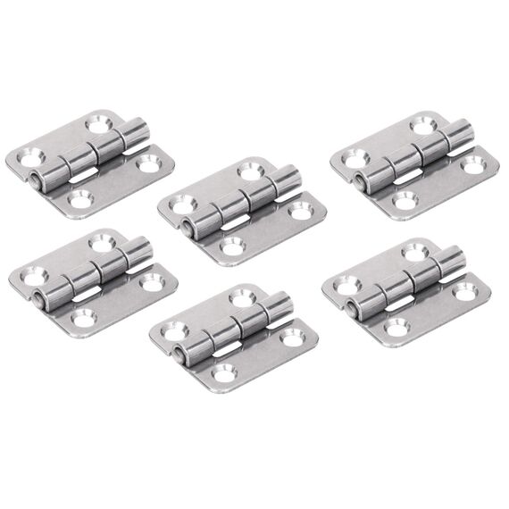 Dobradiça p/ Tampas e Portas Quadrada em Aço Inox Estampado - 38x34mm - 2 x 2 - 6 un.