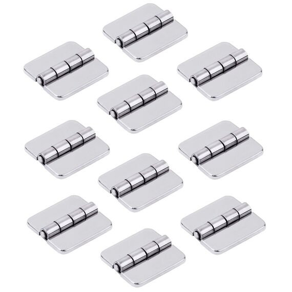 Dobradiça p/ Tampas e Portas Quadrada em Aço Inox Estampado - 38x34mm - 2 x 2 c/ Capa - 10 un.