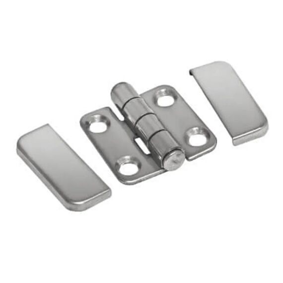 Dobradiça p/ Tampas e Portas Quadrada em Aço Inox Estampado - 38x34mm - 2 x 2 c/ Capa - 10 un.