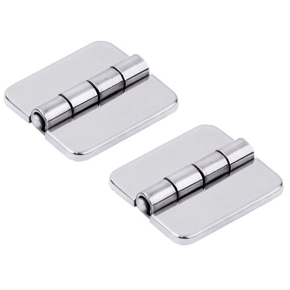 Dobradiça p/ Tampas e Portas Quadrada em Aço Inox Estampado - 38x34mm - 2 x 2 c/ Capa - 2 un.