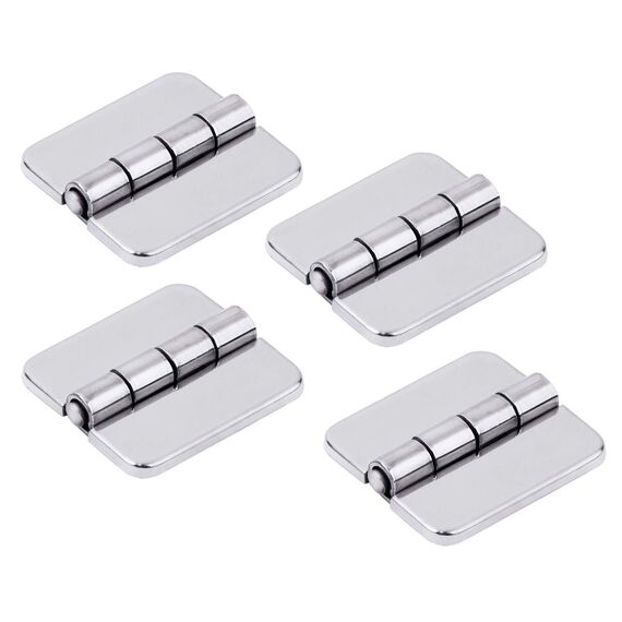 Dobradiça p/ Tampas e Portas Quadrada em Aço Inox Estampado - 38x34mm - 2 x 2 c/ Capa - 4 un.