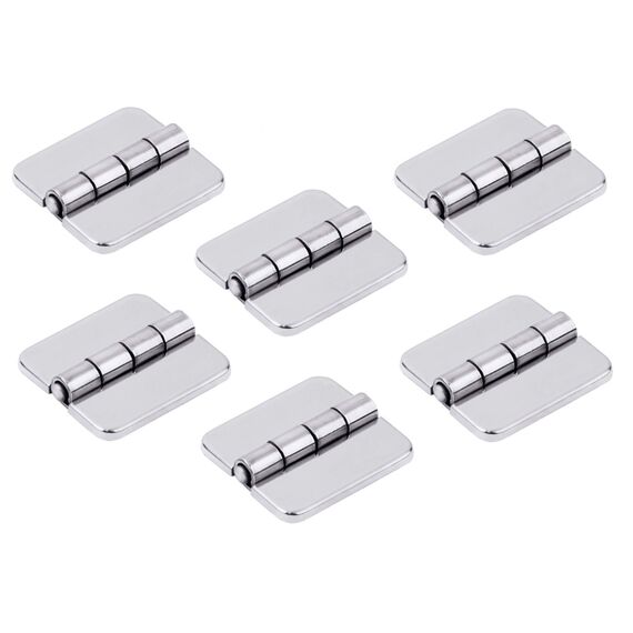 Dobradiça p/ Tampas e Portas Quadrada em Aço Inox Estampado - 38x34mm - 2 x 2 c/ Capa - 6 un.