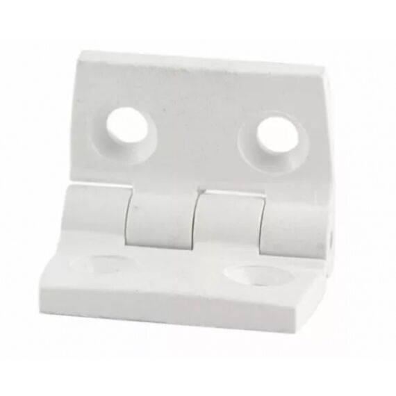 Dobradiça p/ Tampas e Portas Simétrica em ABS Branca - 4 Furos - 45x35mm
