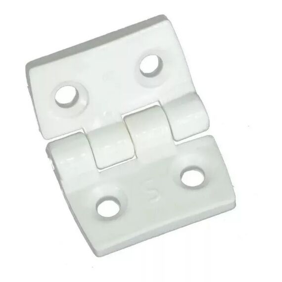 Dobradiça p/ Tampas e Portas Simétrica em ABS Branca - 4 Furos - 45x35mm