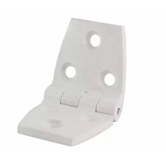 Dobradiça p/ Tampas e Portas Simétrica em ABS Branca - 6 Furos - 73x35mm
