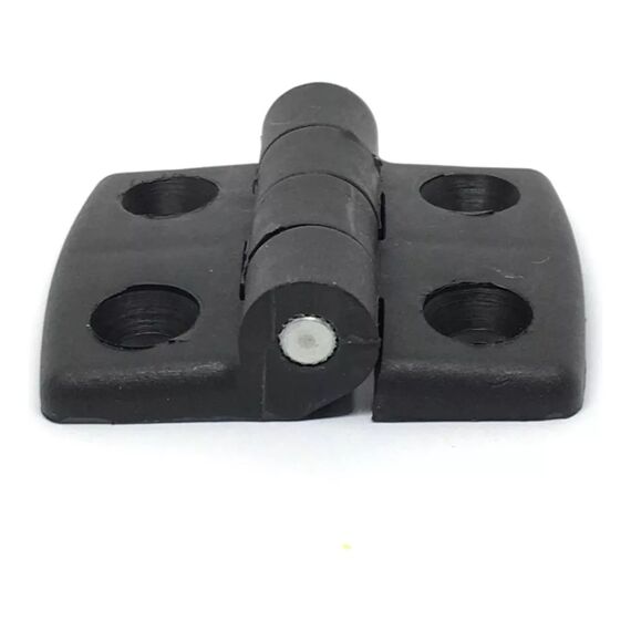 Dobradiça p/ Tampas e Portas Simétrica em ABS Preta - 4 Furos - 45x35mm