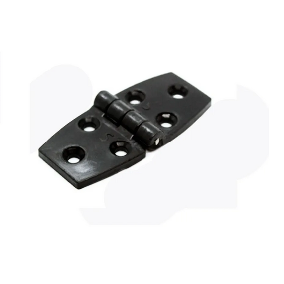 Dobradiça p/ Tampas e Portas Simétrica em ABS Preta- 6 Furos - 73x35mm