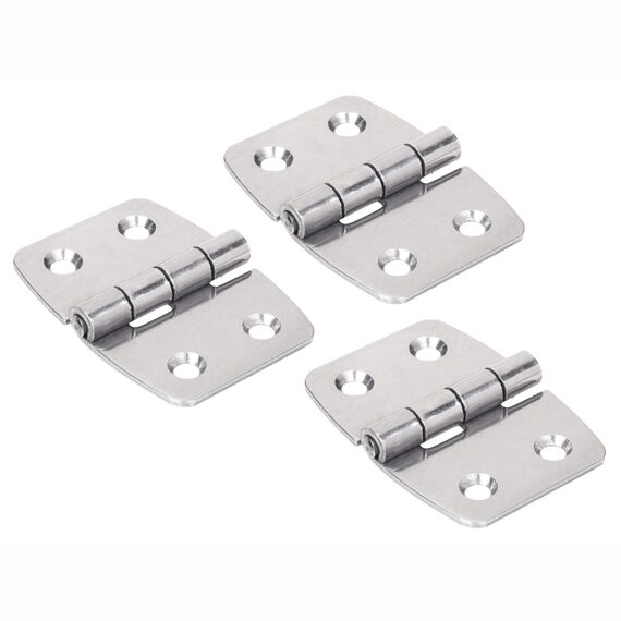 Dobradiça p/ Tampas e Portas Simétrica em Aço Inox Estampado - 43x60mm - 2 x 2 - 3 un.