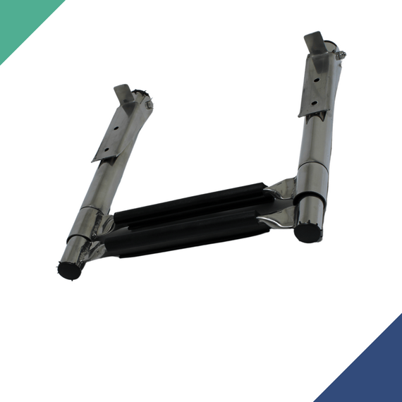 Escada em Aço Inox Retrátil p/ Embarcações - 2 Degraus c/ Antiderrapante