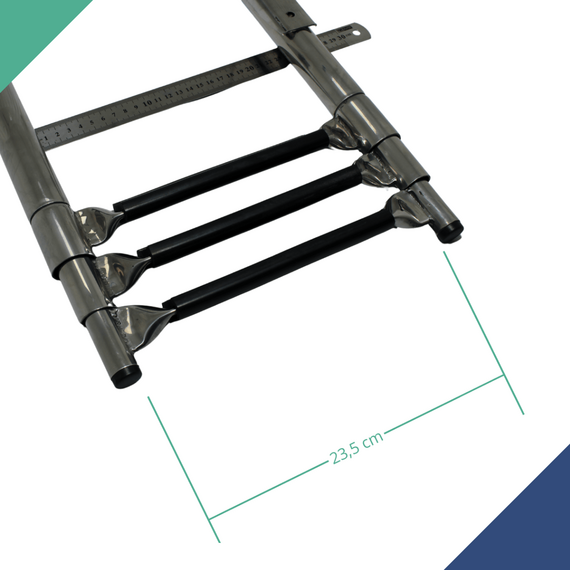Escada em Aço Inox Retrátil p/ Embarcações - 3 Degraus c/ Antiderrapante