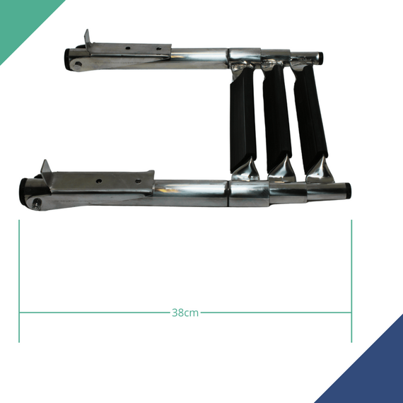 Escada em Aço Inox Retrátil p/ Embarcações - 3 Degraus c/ Antiderrapante