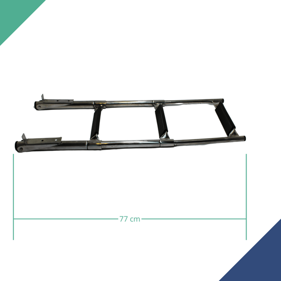 Escada em Aço Inox Retrátil p/ Embarcações - 3 Degraus c/ Antiderrapante