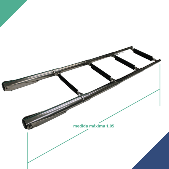 Escada em Aço Inox Retrátil p/ Embarcações - 4 Degraus c/ Antiderrapante