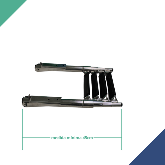 Escada em Aço Inox Retrátil p/ Embarcações - 4 Degraus c/ Antiderrapante