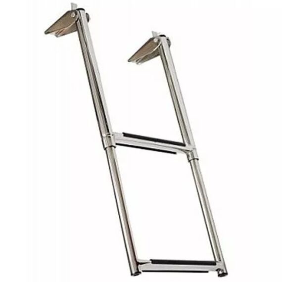 Escada em Aço Inox Retrátil p/ Embarcações Seachoice - 2 Degraus c/ Antiderrapante