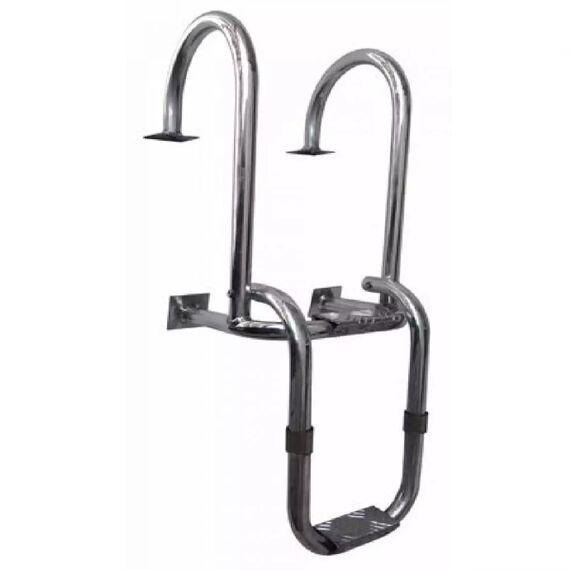 Escada Fixa Alta em Alumínio Dobrável p/ Embarcações - 2 Degraus