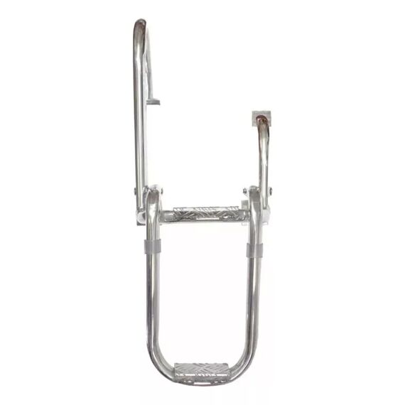 Escada Fixa Alta em Alumínio Dobrável p/ Embarcações - 2 Degraus COM PÉ REBAIXADO