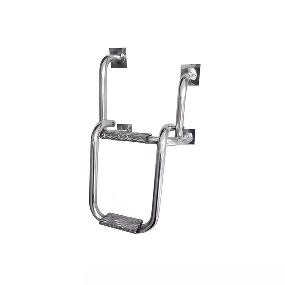 Escada Fixa Baixa em Alumínio Dobrável p/ Embarcações - 2 Degraus