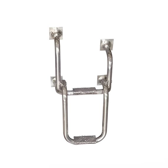 Escada Fixa Baixa em Alumínio Dobrável p/ Embarcações - 2 Degraus