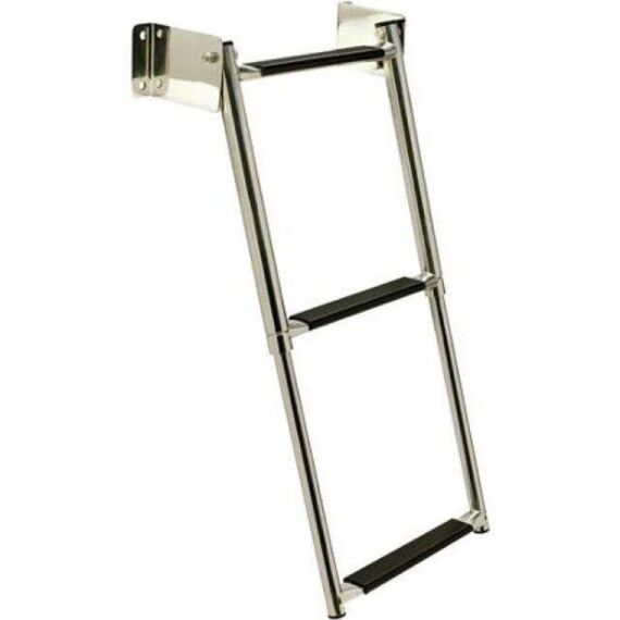 Escada Telescópica Retrátil de Popa em Aço INOX Seachoice - 3 Degraus c/ Antiderrapante