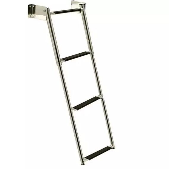 Escada Telescópica Retrátil de Popa em Aço INOX Seachoice - 4 Degraus c/ Antiderrapante