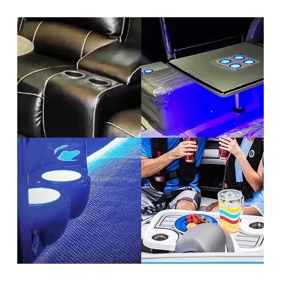 Porta Copos p/ Embarcações de Embutir em INOX - LED - Grande/Pequeno - C/ Antiderrapante