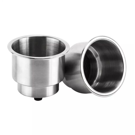 Porta Copos p/ Embarcações de Embutir em INOX - LED VERDE - Grande/Pequeno - C/ Antiderrapante