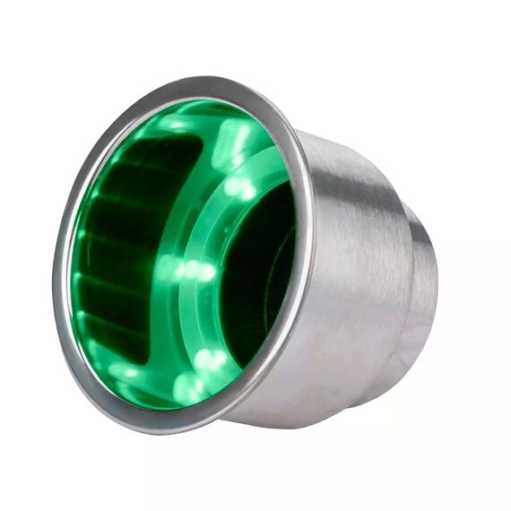Porta Copos p/ Embarcações de Embutir em INOX - LED VERDE - Grande/Pequeno - C/ Antiderrapante