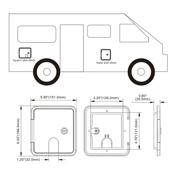 Porta Lateral Escotilha c/ Chave em ABS 15 x 16 cm - Branca