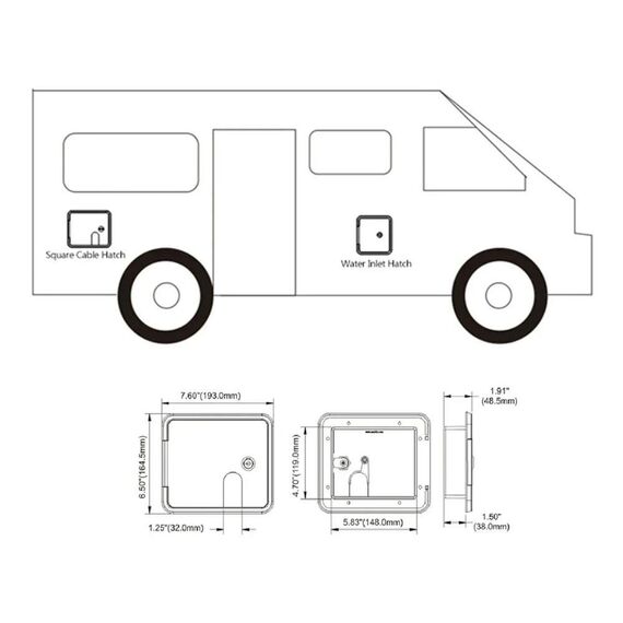 Porta Lateral Escotilha c/ Chave em ABS 19 x 16 cm - Branca