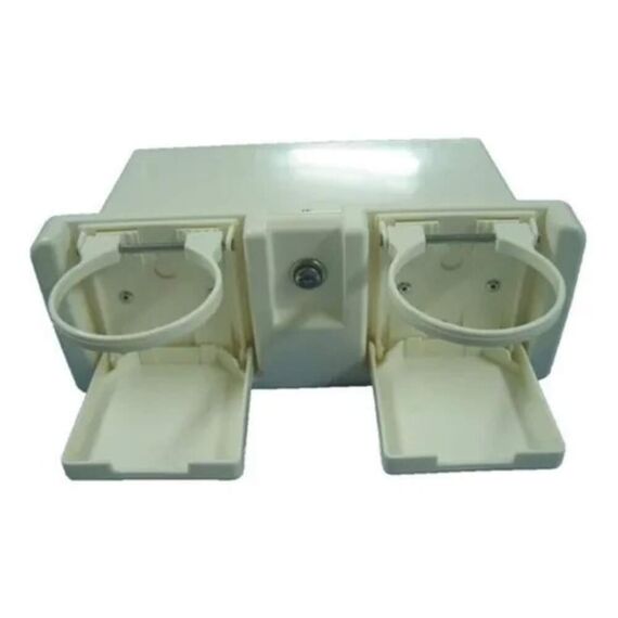 Porta Luvas p/ Embarcações c/ Porta Copos e Chave em PVC - Branco - 30 x 10 x 18,9 cm