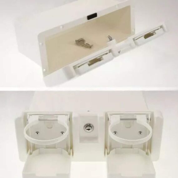 Porta Luvas p/ Embarcações c/ Porta Copos e Chave em PVC - Branco - 30 x 10 x 18,9 cm