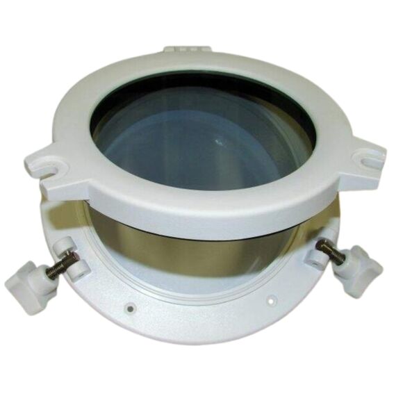 Vigia Gaiuta Circular em ABS Branco 26cm c/ Vidro Temperado